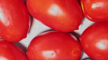 Tahta Tahta Tahta Akdeniz Mutfağı İçin Olgunlaşmış Kırmızı Domateslerin Üst Manzarası