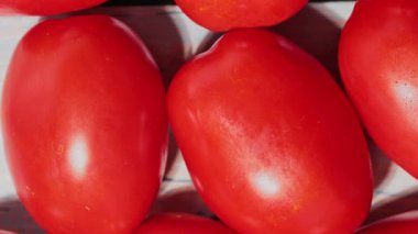 Sağlıklı Yemek ve Mevsimsel Pişirme İçin Mutfakta Canlı Kırmızı Domatesler