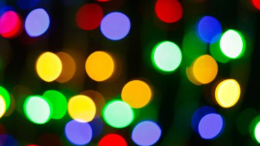 Odaklanamayan Soyut Arkaplanda Çok Renkli Bokeh Çemberleri, Canlı Neşeli Işıklar