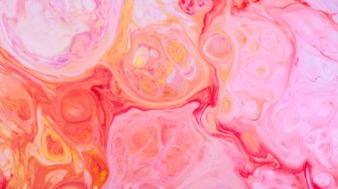 Canlı Mercan Pembe Portakal Sıvı Mermer Girdap Dokuları, Soyut Akışkan Sanat Arkaplanı