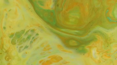 Sıvı Sanat Arkaplanı Sarı ve Yeşil Boyalı Sıvı Yüzey Hareketi, Yakın Çekim, Statik Çekim