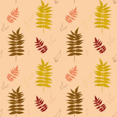 Krema arka planında akçaağaç yaprakları olan pürüzsüz bir desen.