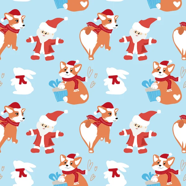 Noel Baba, Noel ağacı ve hediyeler. Noel 'in kusursuz arka planı.