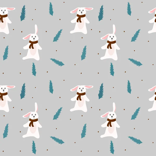Kaninchennahtloses Muster Weihnachten Und Neujahr Hintergrund — Stockvektor
