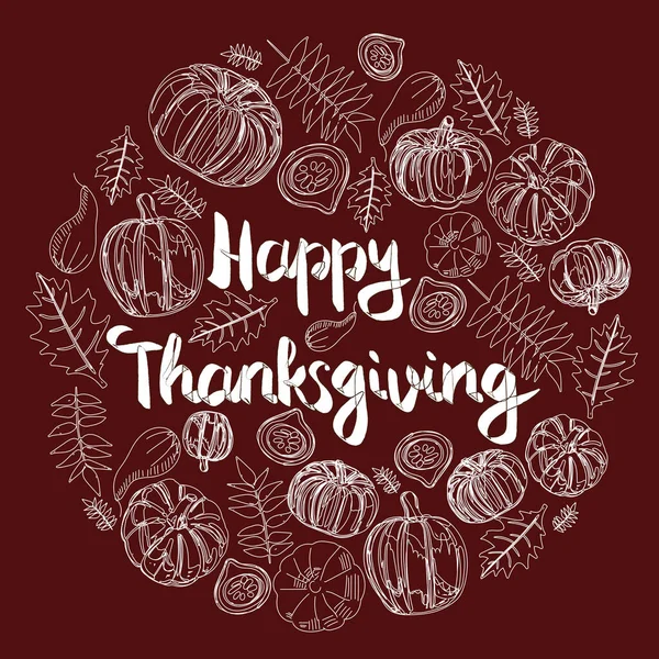 Thanksgiving Doodles Set Traditionelle Symbole Speisen Und Getränke Kürbiskuchen — Stockvektor