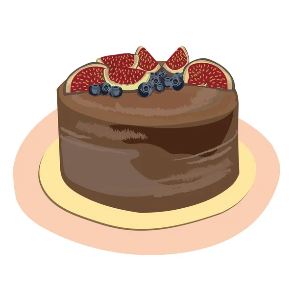 Gâteau Anniversaire Glaçage Sucré Délicieux Régal Festif Cadeau Vacances Félicitations — Image vectorielle