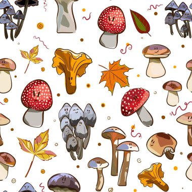 Mantarlar pürüzsüz. Çizgi film biçimi.