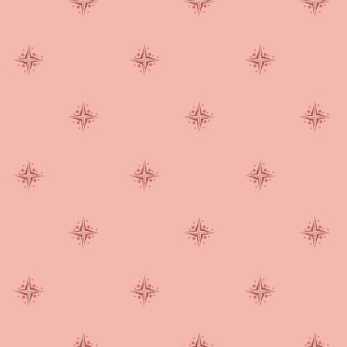 Yıldızlı pembe arka plan. Güzel bebek baskısı. El işi kağıdı, tekstil, kumaş, kartlar, davetiyeler, duvar kağıtları vs.