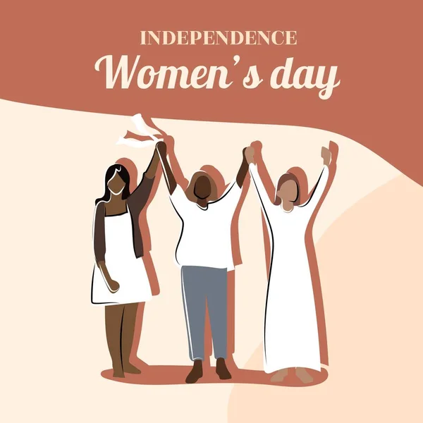 Ημέρα Της Ανεξαρτησίας Γυναίκες Κρατιούνται Χέρι — Διανυσματικό Αρχείο