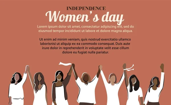 独立妇女日 女人牵着手 — 图库矢量图片