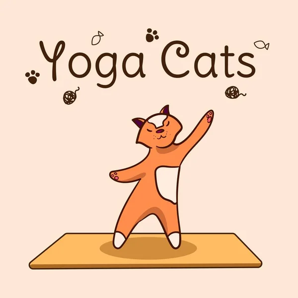 Uluslararası yoga günü, kedi yogası. Yoga pozu ve egzersiz. Renkli düz vektör el çizimi çizimi.