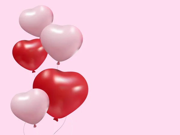 風船でピンクの背景 お祝いの現実的な風船の背景 幸せな女性のための愛のベクトル記号 お母さん バレンタインデーと誕生日グリーティングカードのデザイン — ストックベクタ