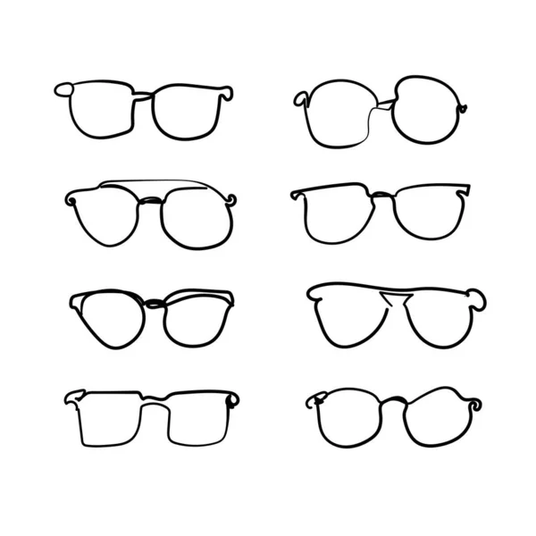 Conjunto Óculos Desenhados Mão Acessórios Óculos Moda Moldura Plástico Óculos — Vetor de Stock