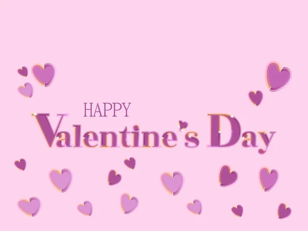 Banner Zum Valentinstag Grußkarte Zum Valentinstag Mit Herzen Auf Rosa — Stockvektor
