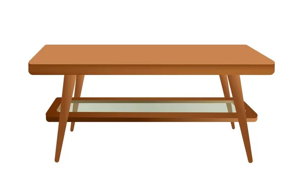Meja Kopi Untuk Ruang Tamu Meja Kayu Dengan Rak Kaca - Stok Vektor