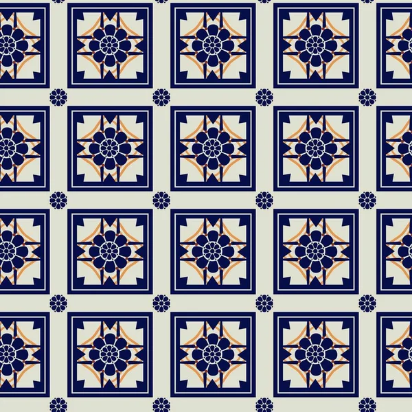 Pola Talavera Azulejos Portugal Ornamen Turki Mosaik Ubin Maroko Porselen - Stok Vektor