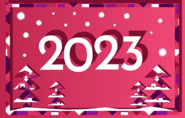 Şablon 2023 takvim kapağı kavramı. Mutlu yıllar posterleri. Vektör kutlaması ve sezon dekorasyonu için soyut tasarım 2023, arka plan, markalaşma, afiş, kapak, kart veya sosyal medya şablonları.