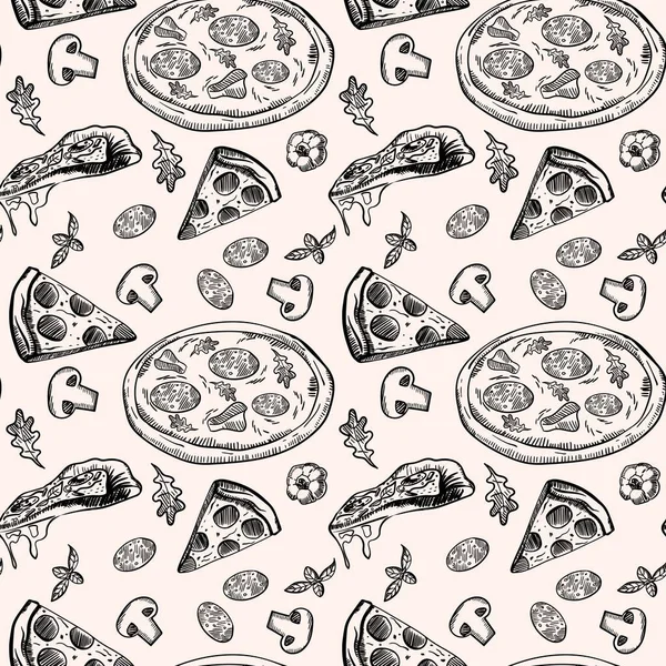 Pizza seamless modeli. Restoran kimliği, paketleme, menü tasarımı ve iç dekorasyon için yararlı.