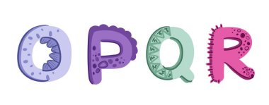 Dino Tekstil, Duvar Kağıdı, Dino hatıra defteri, ambalaj, davetiye kartı, canavar stili tatiller için yazı tipi. Vektör illüstrasyonu