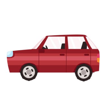 Red car. Side view vector illustration in trendy flat style, isolated on white background.