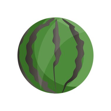 Juicy whole watermelon cartoon on transparent background. Summer Fruit Collection.