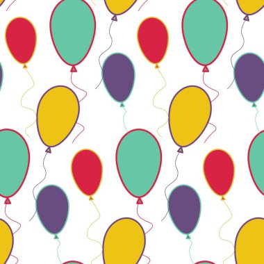 Vector party flat balloons pattern. Great for Birthday, wedding, anniversary, jubilee, rewarding and winning design, Seamless backgrounds.