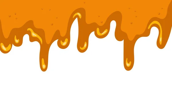 滴蜂蜜 金黄色糖浆或果汁滴液态油溅射载体模板 — 图库矢量图片