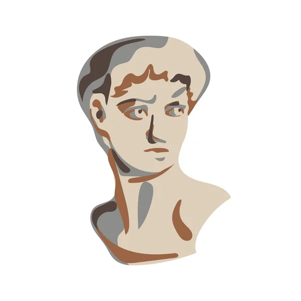 文艺复兴时期的大卫雕塑 被白色背景隔离 古希腊经典雕像 米开朗基罗的大卫头像 — 图库矢量图片