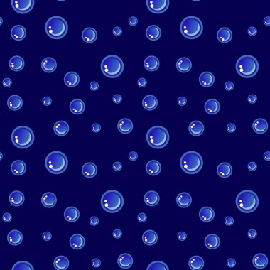 Düz çizgi simgeleriyle kabarcıklar vektörsüz desen oluşturur. Mavi doku. Fizzy su arka planı, soyut coşkulu efekt duvar kağıdı