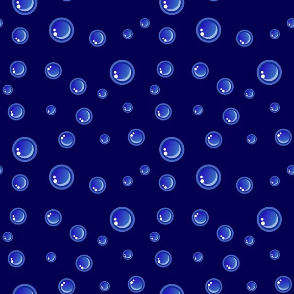 Bubbles Vektor Nahtloses Muster Mit Flachen Linien Symbolen Blaue Textur — Stockvektor