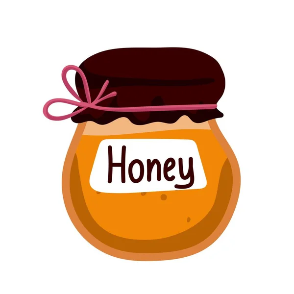 Cartoon Honiggläser Glasgefäße Isolierten Vektor Illustration Transparente Honiggläser Natürlicher Gelber — Stockvektor