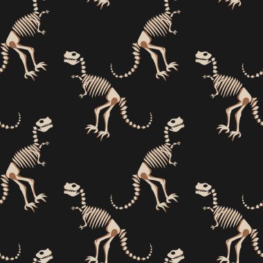 Kusursuz dinazor deseni, tişört, tekstil, ambalaj kağıdı, ağ baskısı. T-Rex 'li orijinal tasarım, dinozor iskeleti. Erkekler için grunge tasarımı .