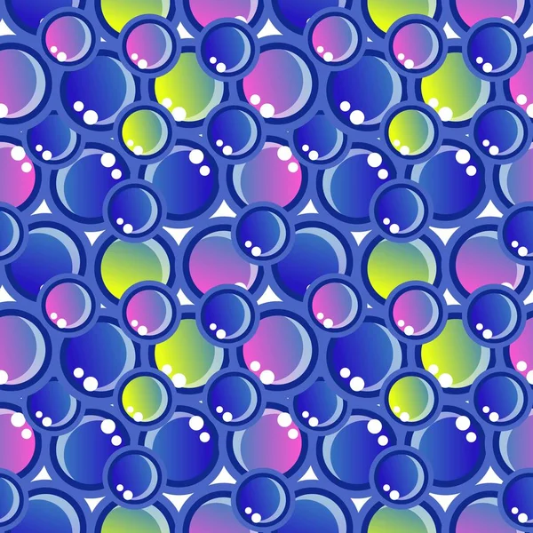 Bubbles Векторный Бесшовный Рисунок Плоскими Иконками Линии Синяя Текстура Шипучий — стоковый вектор