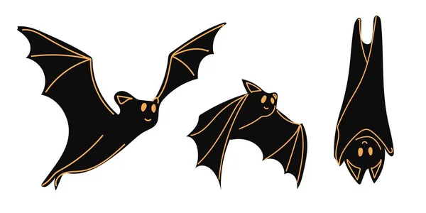 Set Murciélagos Halloween Dibujos Animados Conjunto Colección Diseño Para Decoración — Archivo Imágenes Vectoriales