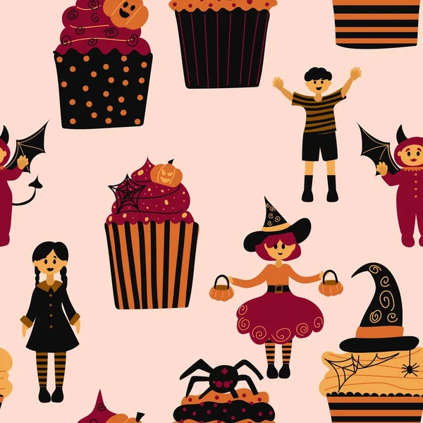Halloween Vektor Cartoon Nahtlose Muster Hintergrund Für Tapete Verpackung Und — Stockvektor