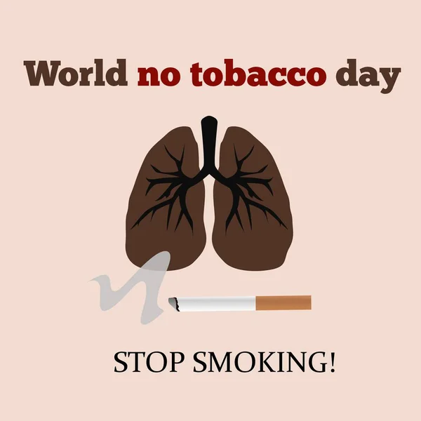 stock vector World no Tobacco Day poster, stop addiction, smoking quitting. Cigarettes awareness banner with healthy and diseased lungs vector background. Harmful habit