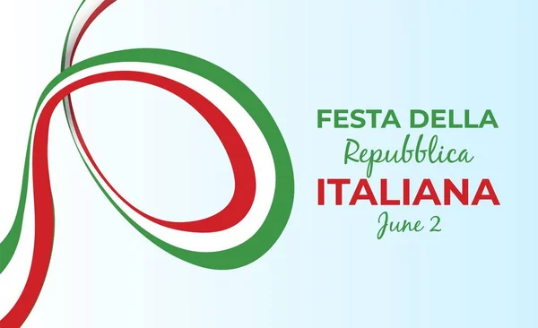 İtalya cumhuriyet günü, 2 Haziran, festa della repubblica Italiana, İtalyan ulusal bayrağının renginde eğilmiş kurdele sallıyor. Kutlama arkaplanı.