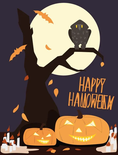Invitations Fête Halloween Cartes Voeux Affiches Set Avec Calligraphie Citrouilles — Image vectorielle
