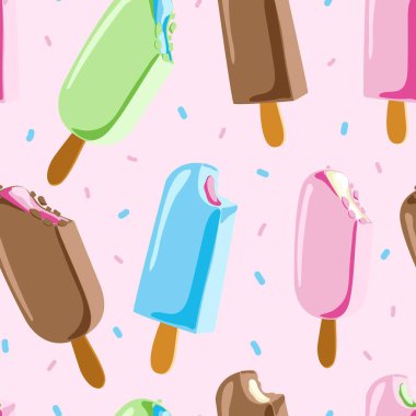 Dondurmalı tatlı çocuk deseni, kusursuz bir geçmişi ve bebek izi var. Çocuklar için yatak, kumaş, duvar kağıdı, ambalaj kağıdı, tekstil, tişört