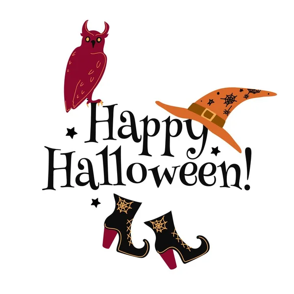 Feliz Tarjeta Felicitación Halloween Decoración Navideña Truco Trato Ilustración Vectorial — Vector de stock