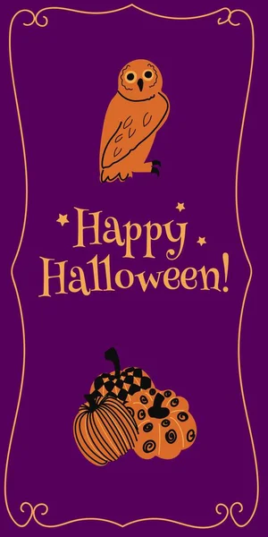 Šťastný Halloween Vertikální Transparenty Tapety Pro Příběhy Sociálních Médií Sova — Stockový vektor