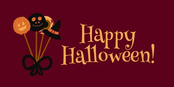 Feliz Tarjeta Felicitación Halloween Decoración Navideña Truco Trato Ilustración Vectorial — Vector de stock