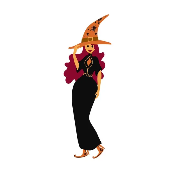 Aranyos Boszorkány Vektor Illusztráció Díszítő Elem Halloweenre — Stock Vector