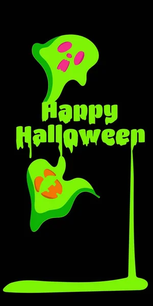 Boldog Halloween Üdvözlőlapot Ünnepi Díszítés Csokit Vagy Csalunk Vektor Illusztráció — Stock Vector
