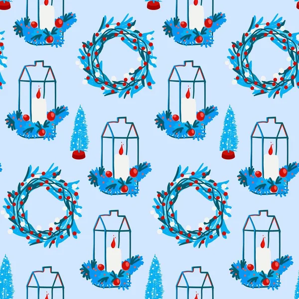 Çelenk ve mumlarla Noel arkaplanı