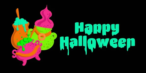 Happy Halloween Greeting Card Holiday Decoration Boo Trick Treat Vector — Stock Vector