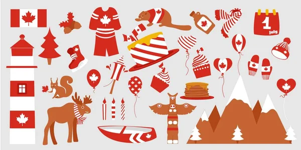 Panneau Symbole Canada Ensemble Icônes Plates Pour Éléments Infographiques Jeu — Image vectorielle