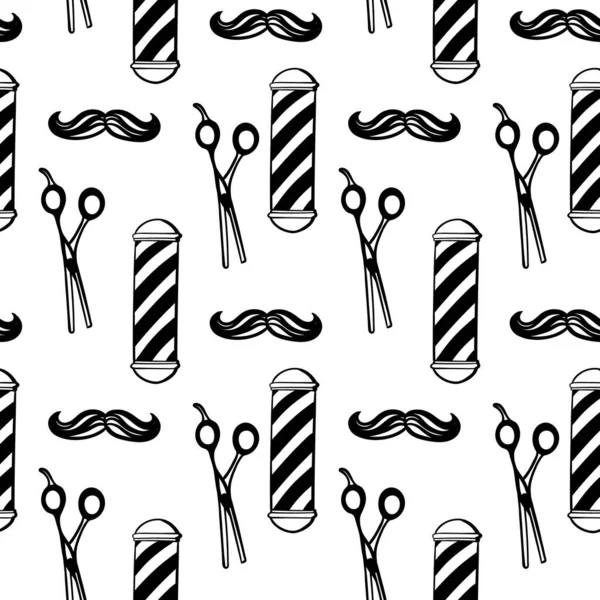 Barbershop Seamless Pattern Black White Repeating Pattern Print Men Barber — Stock Vector