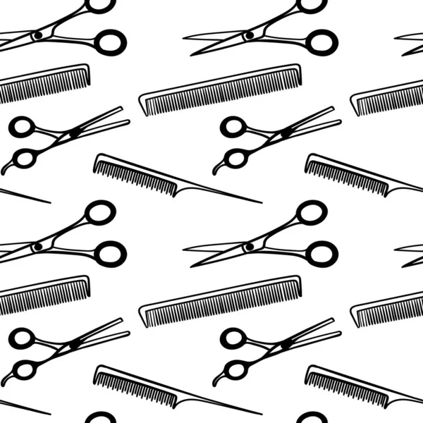 Barbershop Seamless Pattern Black White Repeating Pattern Print Men Barber — Stock Vector