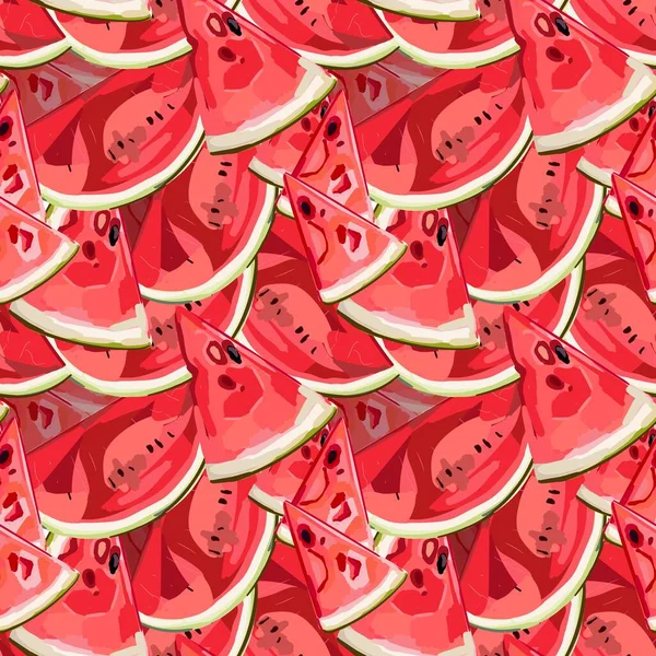 Melon Eau Douce Sur Fond Blanc Avec Modèle Sans Couture — Image vectorielle